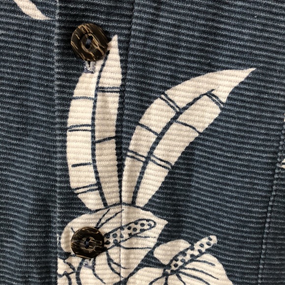 Vintage Point Zero bark cloth Hawiian shirt Men's XL blue white floral tropical - Picture 4 of 10